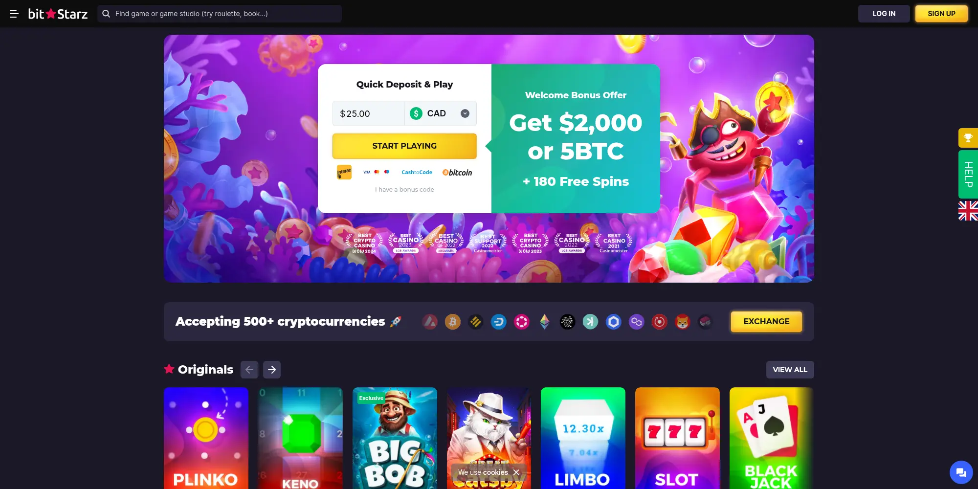 BitStarz website screenshot