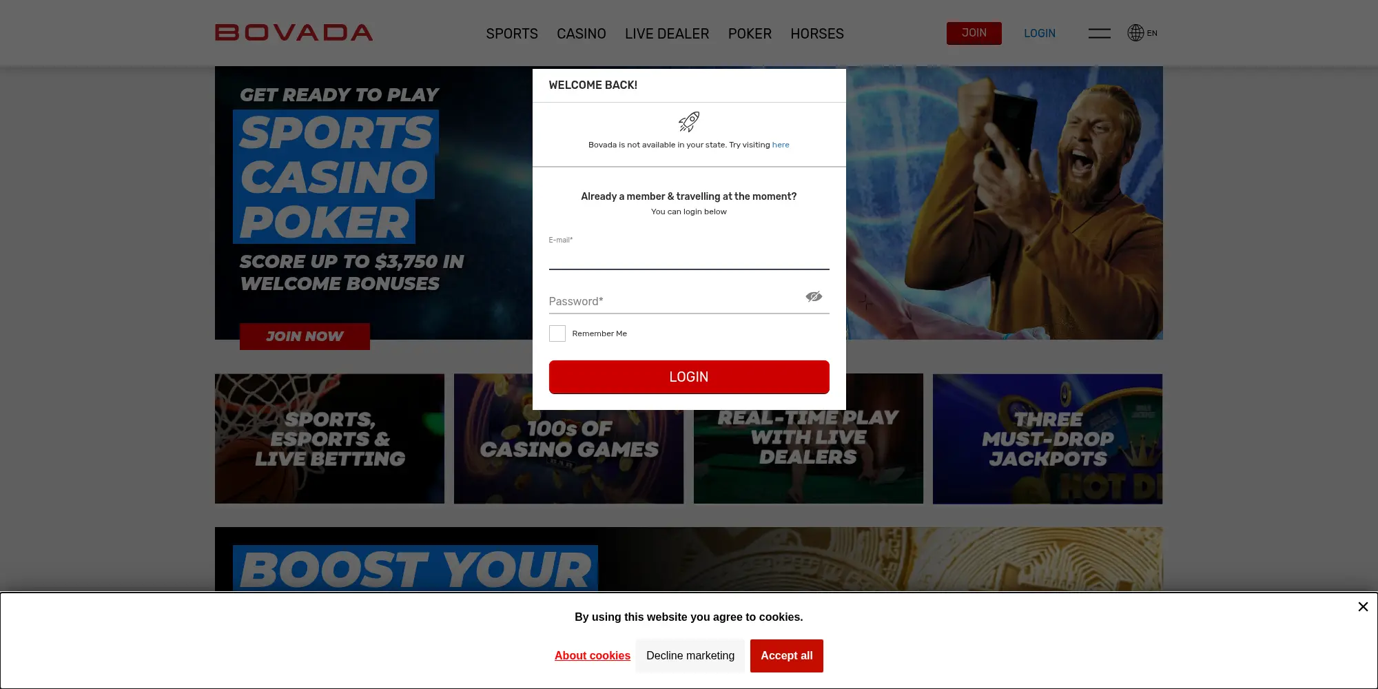 Bovada website screenshot