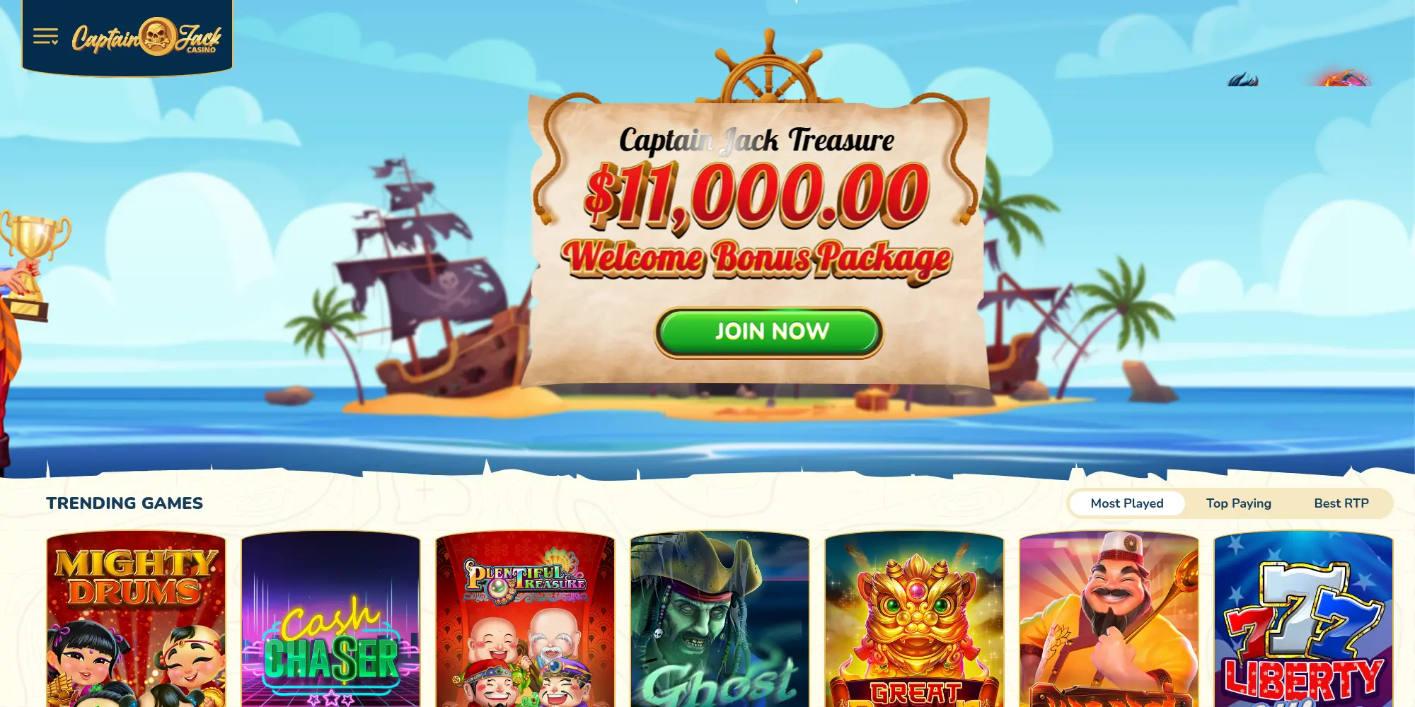 Captain Jack website screenshot