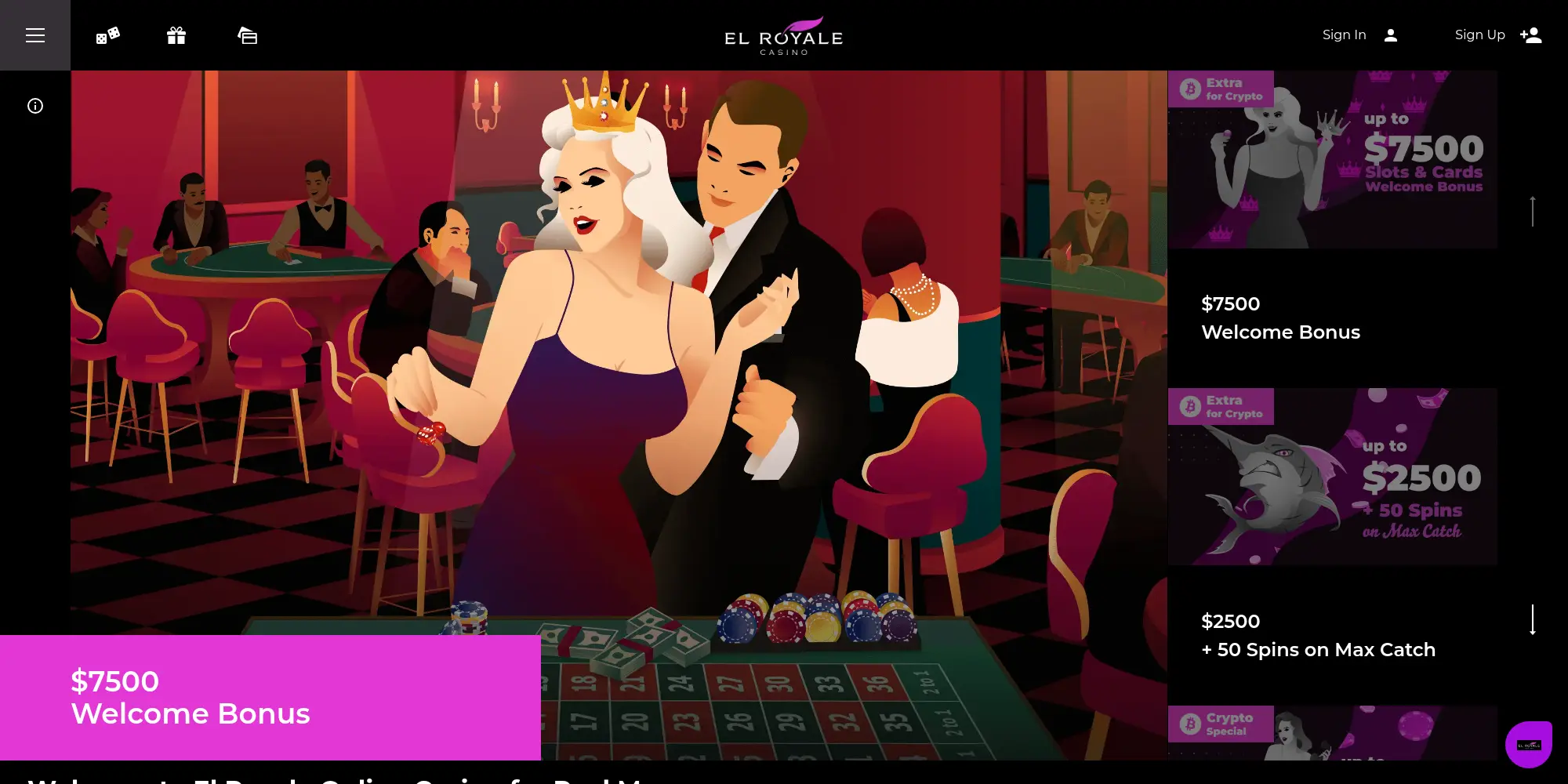 El Royale website screenshot