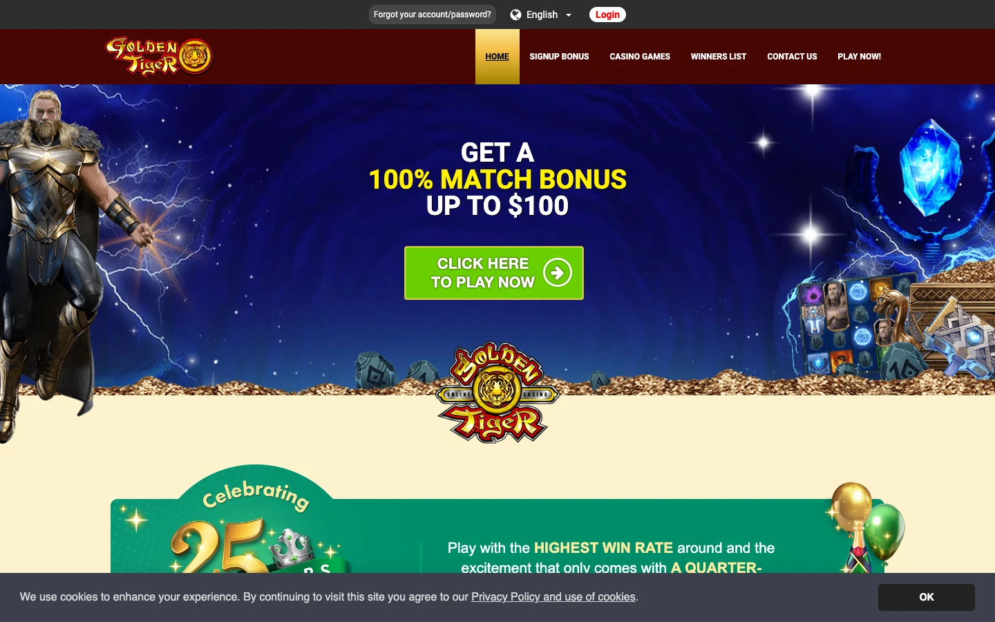 Golden Tiger website screenshot