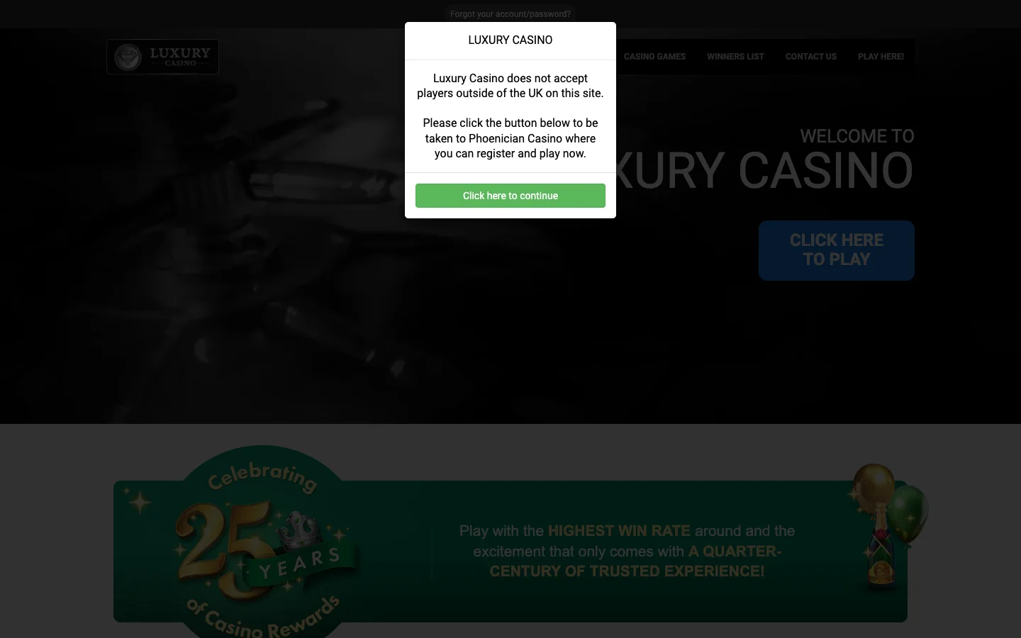 Nostalgia Casino website screenshot