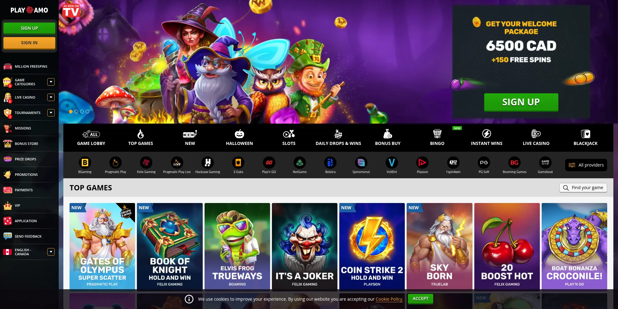 PlayAmo website screenshot