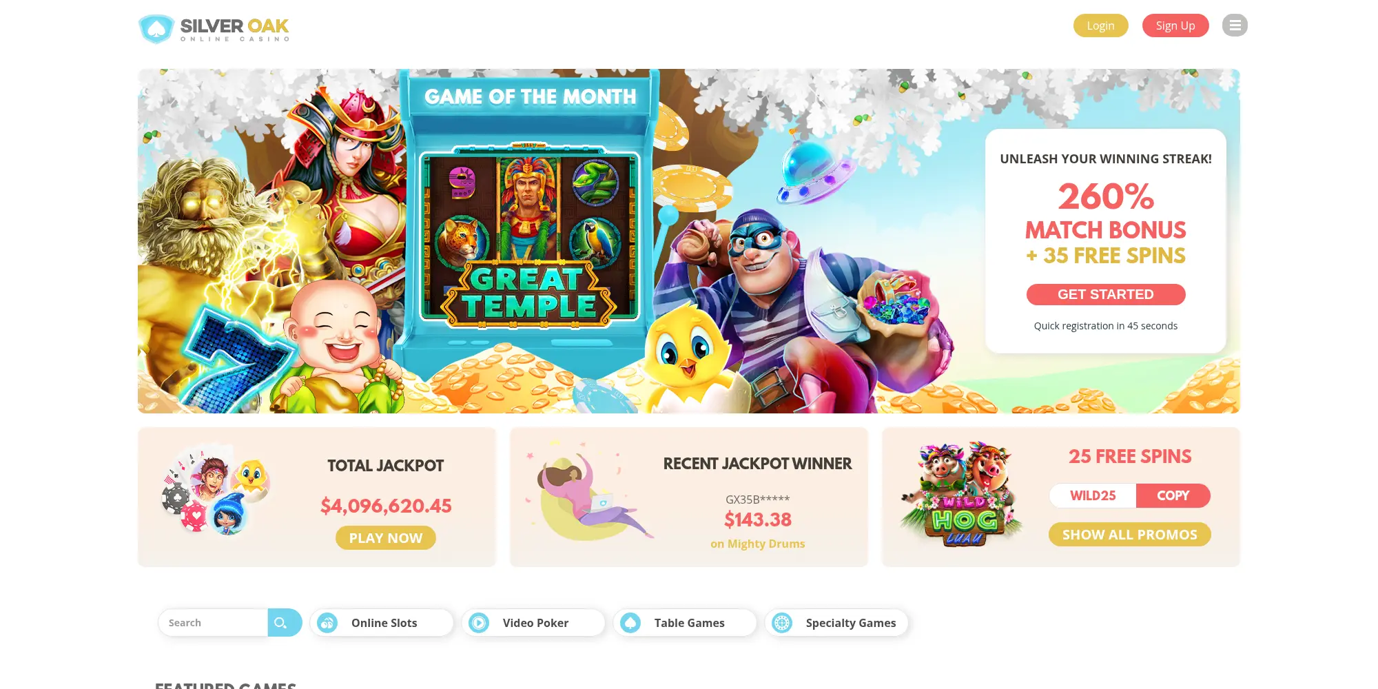 Silver Oak website screenshot