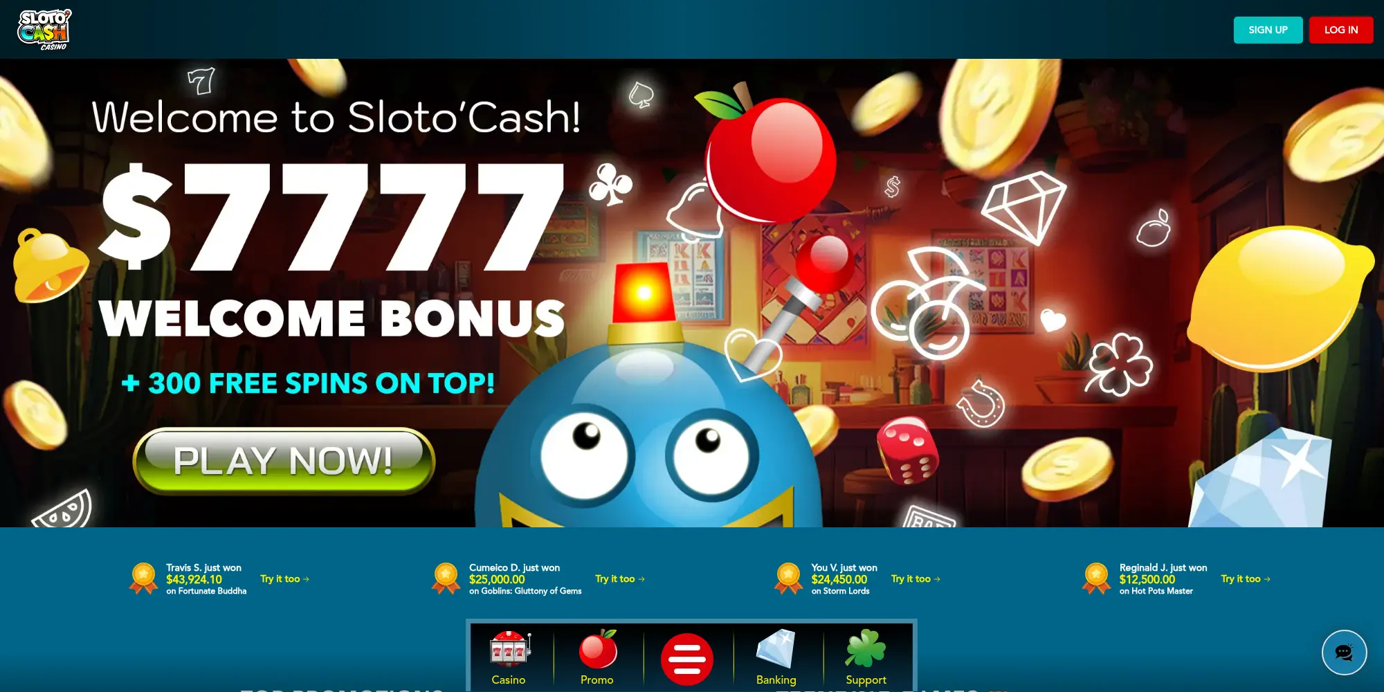 Sloto Cash website screenshot